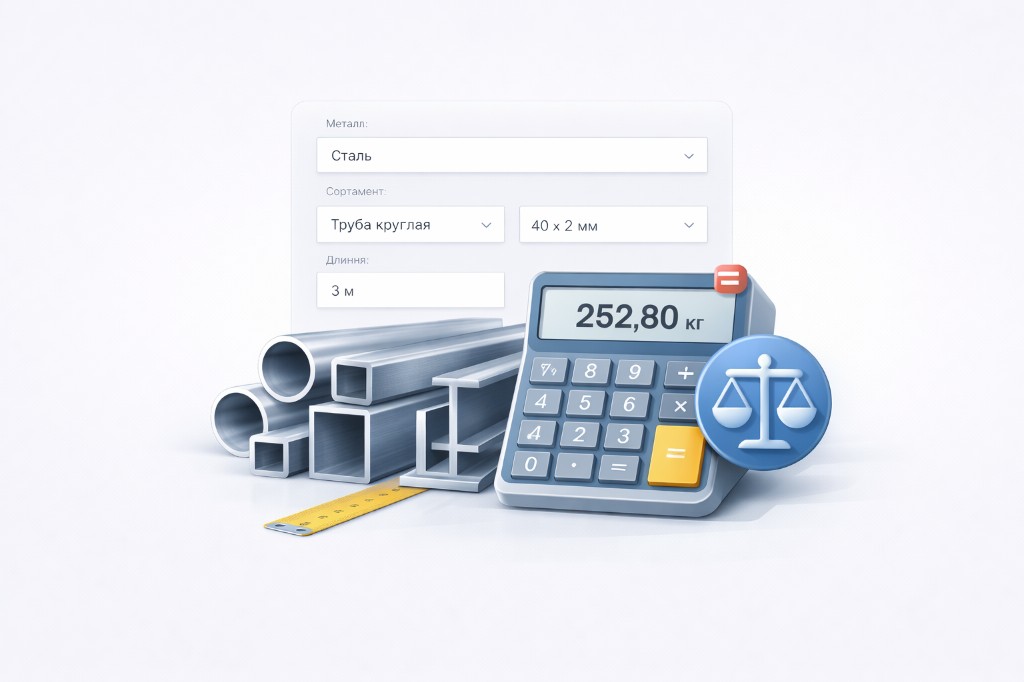 Metal weight calculator: choose a product type, dimensions and get weight in kilograms
